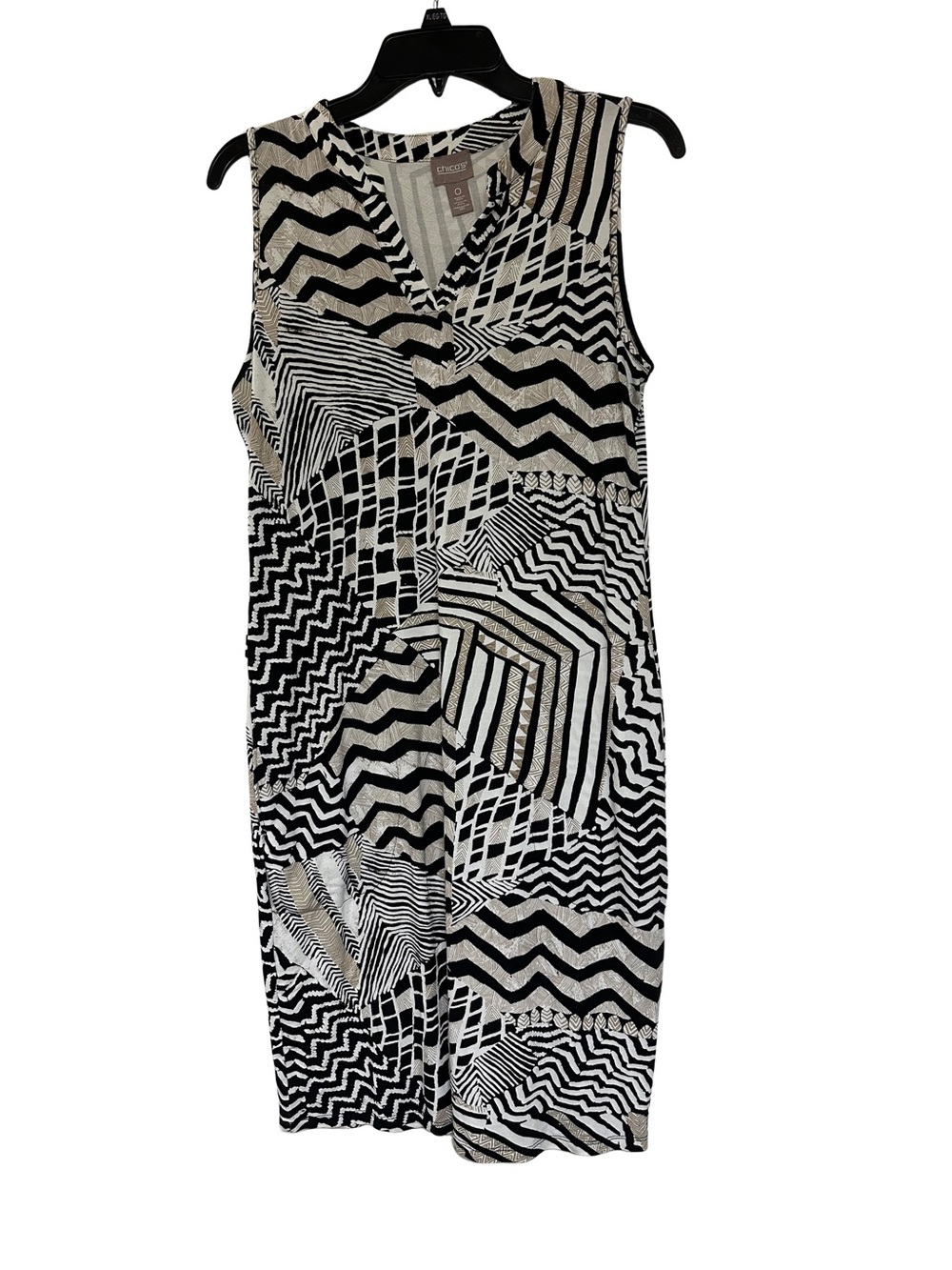 Chico’s Sleeveless Geometric Print Dress - Black & White Sz 0
